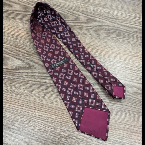Charvet Maroon, Pink & Navy Check Tie - Picture 3 of 6